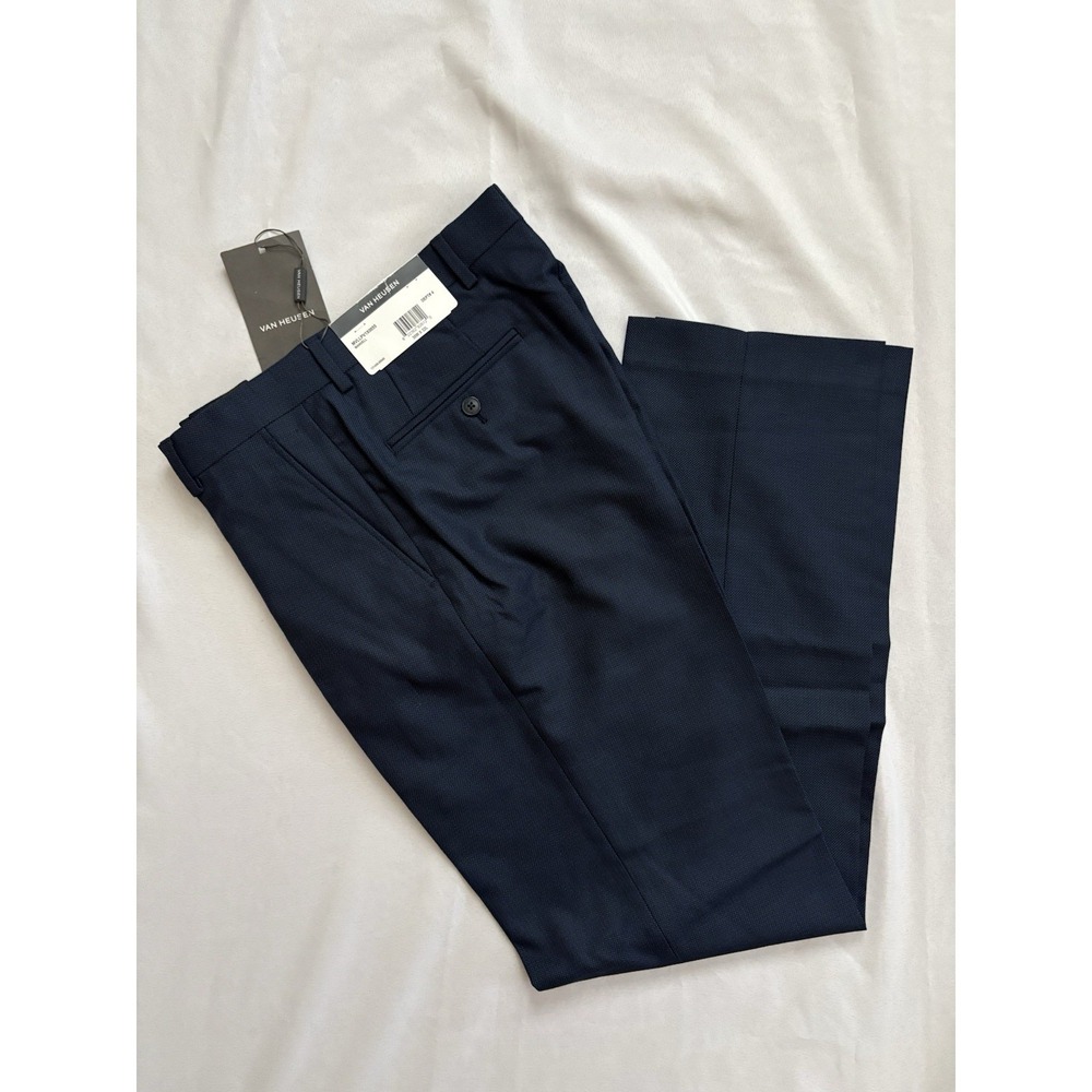 NEW Van Heusen Manvell Dress Pants Men's Size 30W x 32L Flat Front Blue Pockets